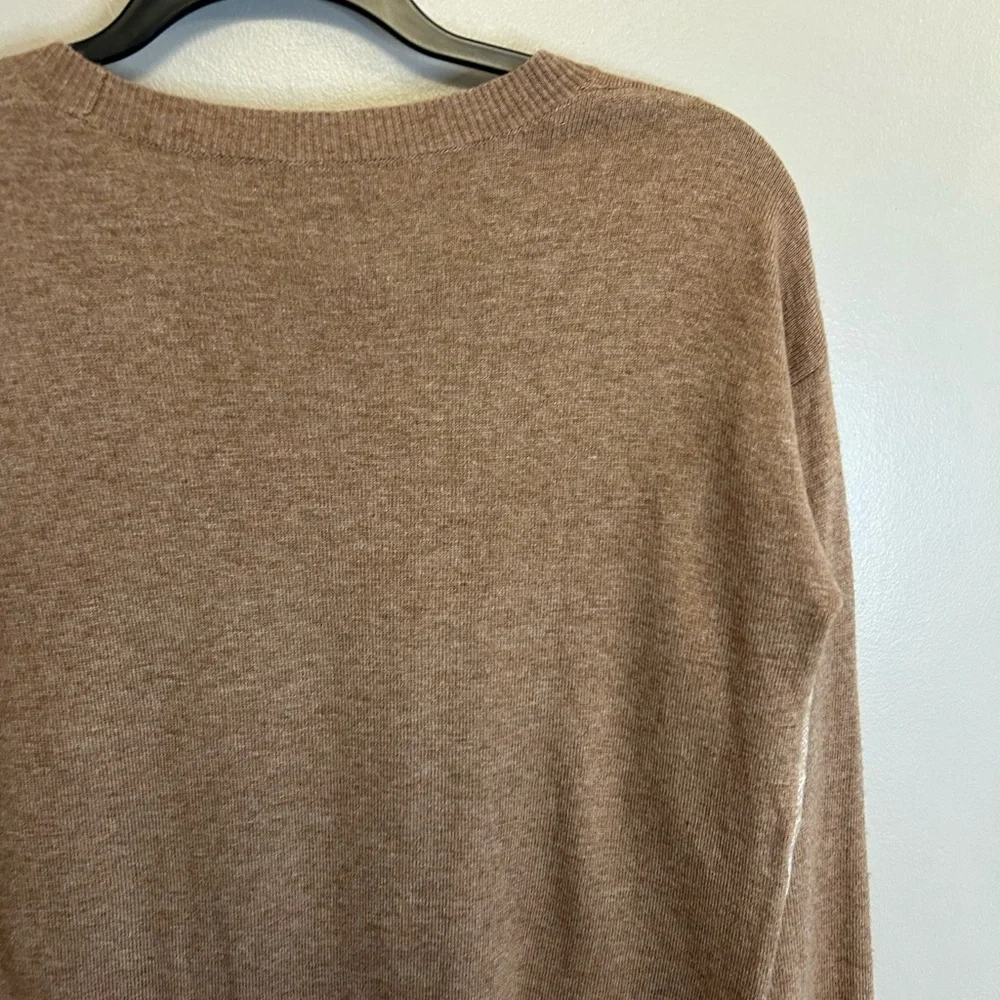 NWOT J. CREW Needle Punch Lace Wool Blend Crewneck Sweater brown cream size XXS